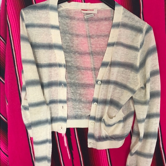 Prada white cropped sweater with blue stripes